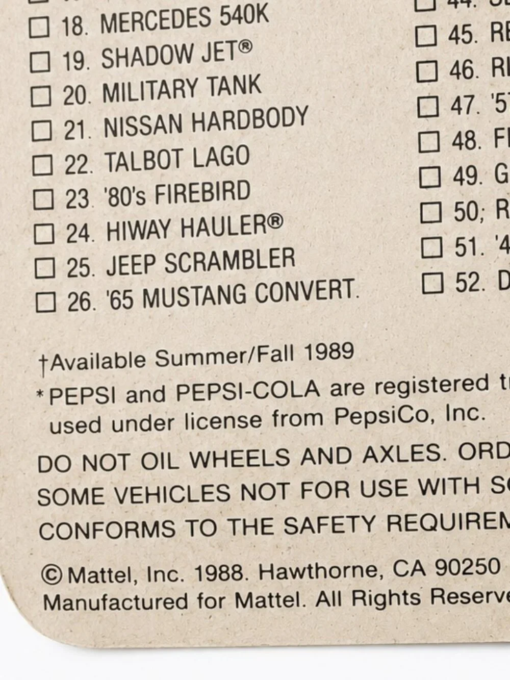 Hot Wheels Workhorses Pepsi Hiway Hauler Die-Cast Truck on Card 1989 Mattel